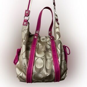 Coach Beige and Pink Shoulder Bag